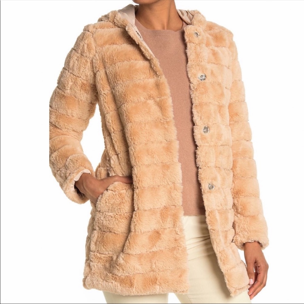 Kendall & Kylie Faux Fur Reversible Jacket Size Large NWT
